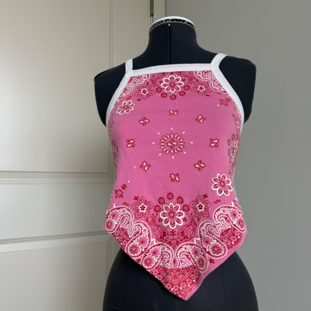 Vintage 90s Festival Bandana Backless Tank Top Size Small